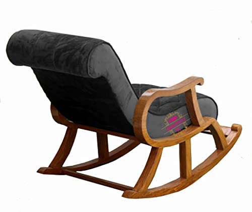 Image of CRAFTCITY Ergonomic Rosewood Rocking Chair (Grey 2)