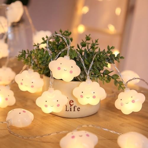 Party Propz White Cloud Light for Room Decor - 14 Feet, 10 Led, Lights for Kids Room Decoration Items, Cloud Lights for Decoration for Kid's Bedroom, Cute Light Decor