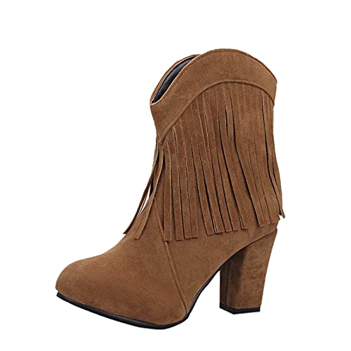 Bottines à talons chunky avec glands élégants pour dames