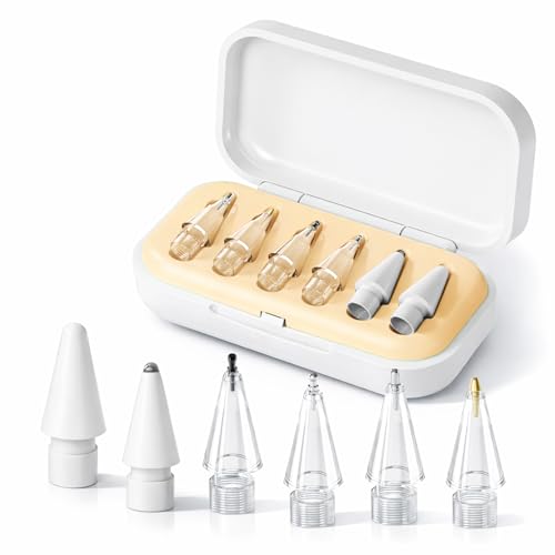 6 Pack Pencil Tips for Apple Pencil Pro, 1st & 2nd Generation, USB-C, Replacement Apple Pencil Nibs for Drawing, Writing, Note Taking, and Sketching on iPad - Yellow