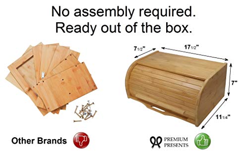 Large bread box bread basket wooden box storage boxes kitchen counter organizer, roll top breadbox. bread boxes for kitchen countertop. Bamboo wooden boxes. (Natural) - Image 4