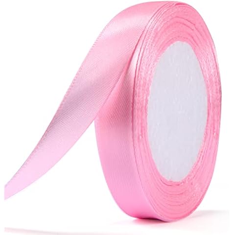 ihaspoko Polyester Satin Ribbon, 15mm x 22 Meters Pink Fabric Ribbon for DIY Art & Crafts, Gift Wrapping, Balloons, Bows, ,Wedding Decorations Cover