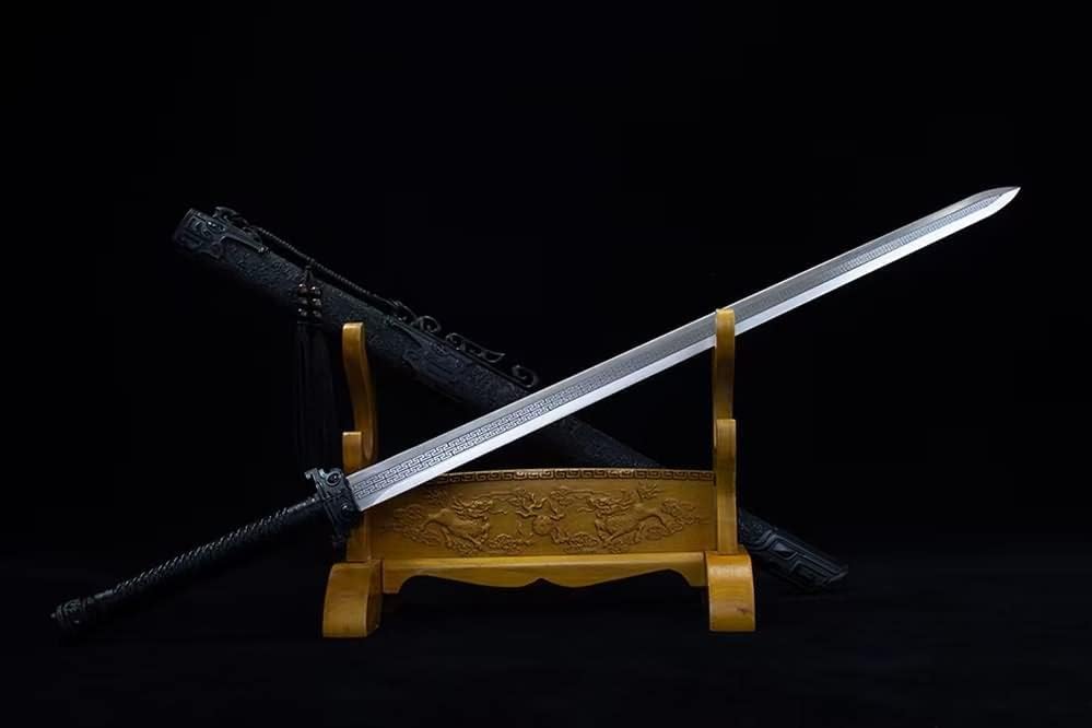 Miniatura 8 de LOONGSWORD - Espada china Jian  Acero de alto carbono 7Cr17MoV forjado a mano, espiga completa, vaina de madera y mango de piel sintética