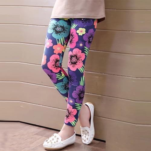 Girls Flower Graphic Leggings Bottom Cute Skinny Cropped Trousers Kids Soft Stretchy Tights Bottom Yoga Pencil Pants2