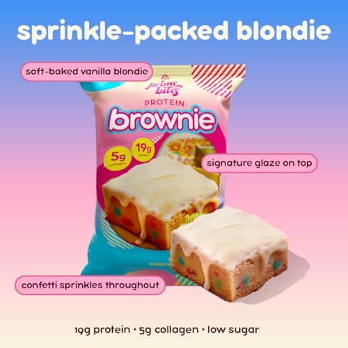 Image of Prime Bites High Protein Brownie Snack, Low Carb, Birthday Cake 12ct