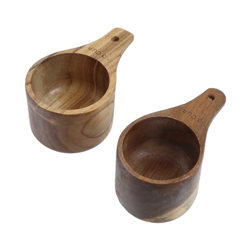 Cucharas medidoras de madera 2 piezas 1/3 taza miniatura 1