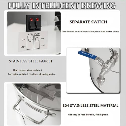 Sistema eléctrico de elaboración de cerveza, kit de elaboración casera con control LCD y Turbo Chill para hacer cerveza artesanal, olla de cerveza de 40 L/50 L/70 L