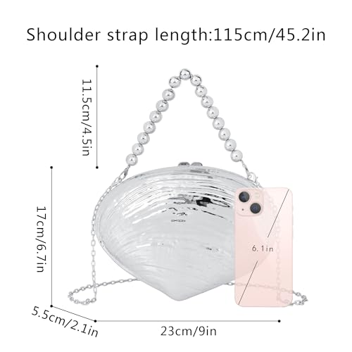 Image of Women Seashell Evening Bag Purse Mermaid Chain Strap Clutch Handbag Shoulder Bag | Seashell