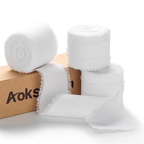 AOKSUNOVA ruban de mariage coton blanc 3,8 cm x 14,5 m, 3 rouleaux, style classique, occasion mariage