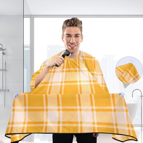 Capa de Barbería Impermeable Amarilla Naranja a Cuadros miniatura 6