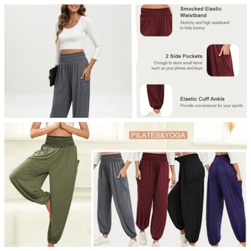 Famulily Damen Yoga-Sweatpants mit Taschen Casual hohe Taille Sport Haremshose Comfy Lounge Pants S-XXL – Bild 6