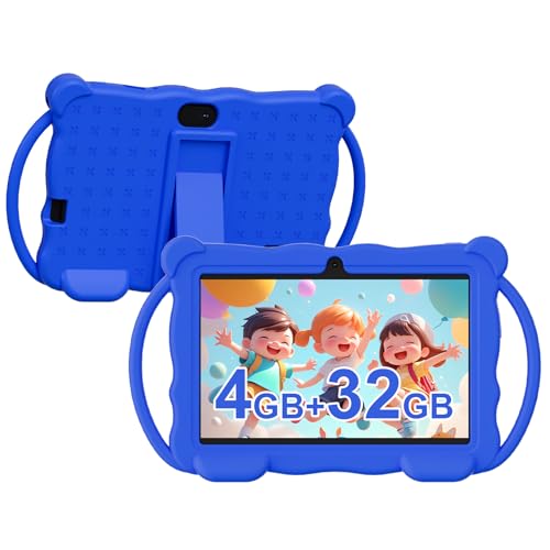 Image of Kids Tablet 7 Inch for Kids, 32GB ROM Toddler Learning Tray with Protective Case, Pre-Installed Educational Apps, Parental Control, Gift for Boys and Girls (Blue)