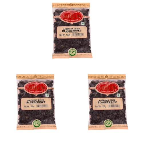 Image of Miltop American Dried Blueberries, 100g (Pack of 3)