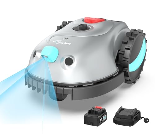 YARDCARE V100 Robotic Lawn Mower, HD Visual Navigation, Smart Obstacle Avoidance & Precision Collision Sensors, Adjustable Cutting Height, Quiet Operation, Ideal for Small Lawns up to 1,600 sq ft