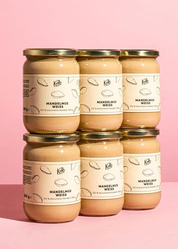 KoRo - Mandelmus Weiß 6 x 500 g - Veganes Nussmus aus 100% Mandeln ohne Zusätze