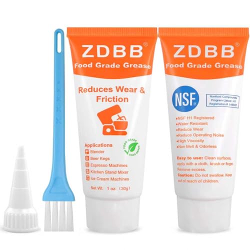 ZDBB Graisse lubrifiante de qualité alimentaire pour mixeur Kitchen NSF H1 Lubrifiant pour équipement alimentaire Graisse pour machine à café, lot de 2 tubes de 30 ml
