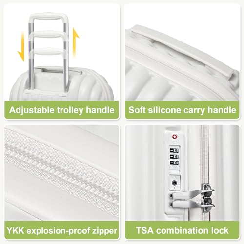 Joyway Carry on Luggage Airline Approved with Spinner Wheels, Hardside 20 Inch Carry-on Suitcases with TSA Lock(2 piece, White)4
