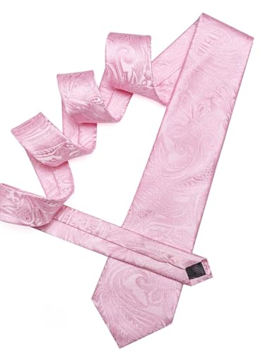 Image of Barry.Wang Men Tie Set Paisley Silk Necktie Pocket Square Cufflinks Formal Wedding Business Party