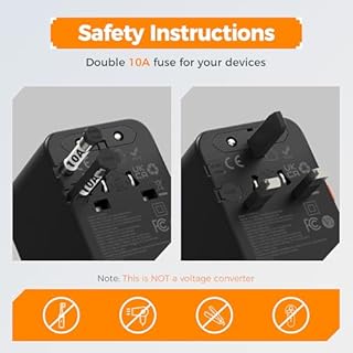 TESSAN Universal Travel Adapter Worldwide with 4 USB (2 USB C), International Travel Adapter UK to European Power Universal Plug Adaptor for EU USA Australia Thailand (Type C, G, A, I), Black