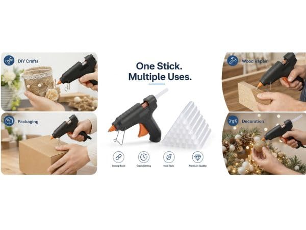 Image of Delivery Pax Glue Stick 11mm | Glue stick for glue gun | 6 inch 25 pcs | Hot Glue sticks | Glue Gun Stick | Transparent Low Drip for DIY, Art & Craft, Repairs, Sealing & Home Use