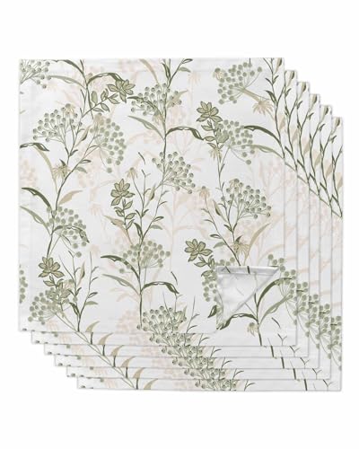 Sage Green Leaves Cloth Napkins Set of 6 - Washable Dinner Napkins Reusable Table Napkins for Home Party Weeding Dining Table Setting Decoration,Oversized 20