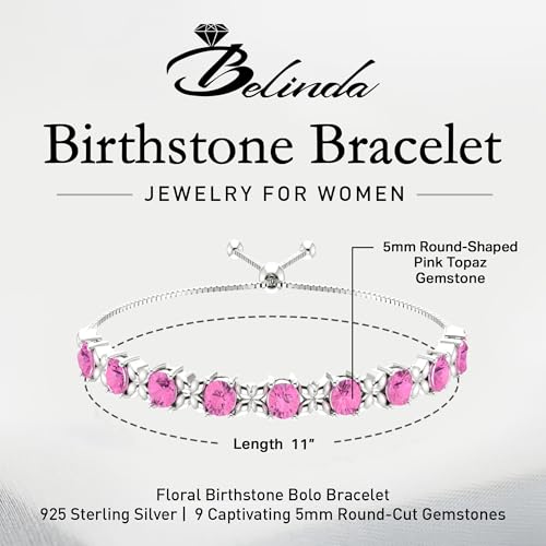 Tennis Bracelet for Womens 925 Sterling Silver Gemstone Bracelet 5mm Round 9 Stones Elegant Fine Wrist Bracelet Jewelry Gift for Her Wedding Party, 11 Inches2