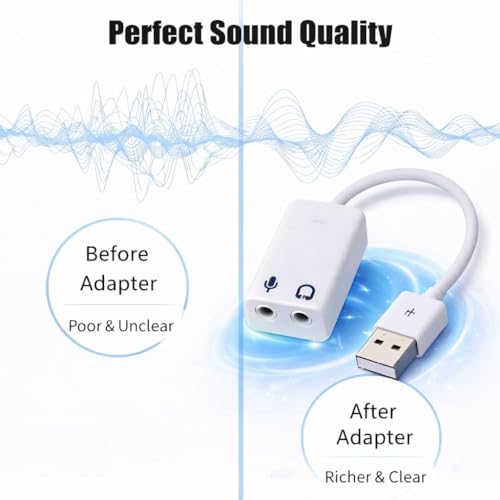 Image of 7.1 USB Gaming Sound Card, Channel External Audio Adapter Stereo Sound Card Converter 3.5mm AUX Microphone Jack for Gaming Headset Earphone PS4 Laptop Desktop Windows Mac OS Linux, Plug Play
