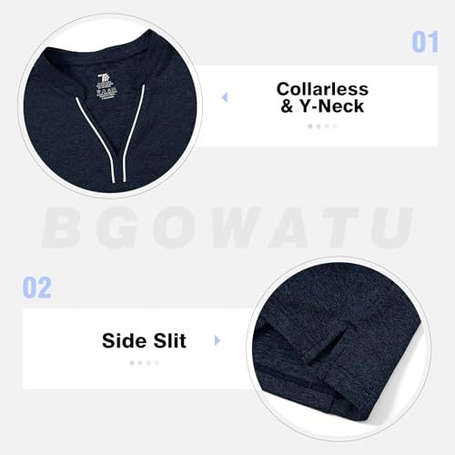 Image of BGOWATU Women's Golf Polo Shirts Short Sleeve Collarless Y-Neck Tennis Tops Quick Dry UPF 50+ Workout Shirt Lightweight