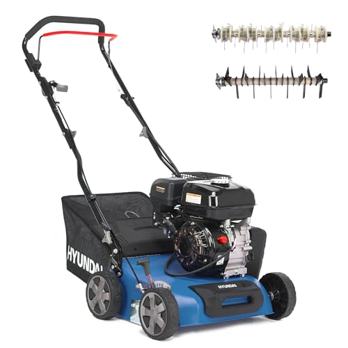 HYUNDAI Benzin Vertikutierer & Rasenlüfter SC4002G – 40 cm, 5.6 PS, 2-in-1 Funktion, 40L Fangkorb, für große Rasenflächen, gegen Moos und Rasenfilz