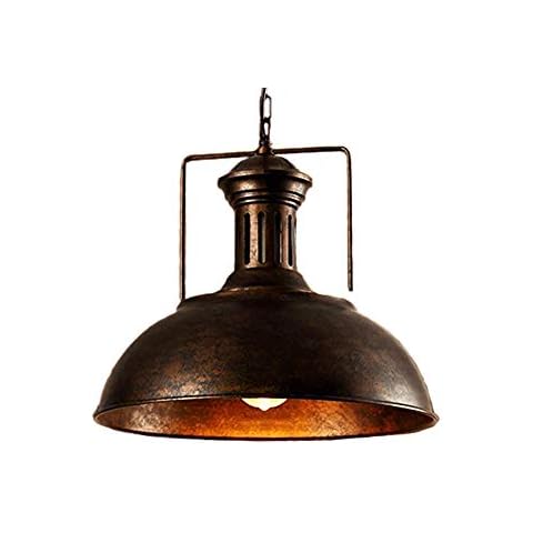Retro Pendant Light Industrial Lights and Country Dome/Bowl UFO Metal Shade Chandelier Ceiling Light for Loft Living Room Restaurant Cafe Restaurant Fixtures (40CM) Cover