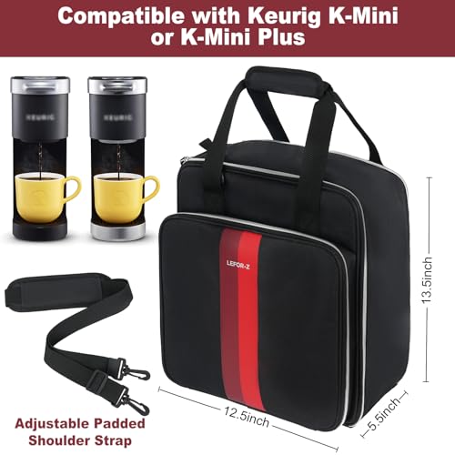 Image of LEFOR.Z Coffee Maker Travel Bag Compatible with Keurig K-Mini /K-Mini Plus /Mate Plus,Single Serve Coffee Brewer Carrying Case with Multiple Pockets for K-Cup Pods & Accessories(Bag Only)