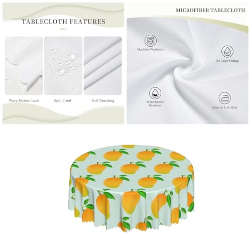 Nappe ronde mangue 150 cm en polyester imperméable pour table de cuisine - 4