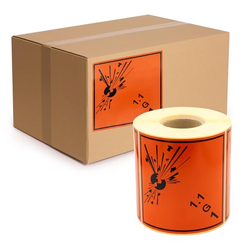 MD Labels Gefahrgutetiketten Klasse 1.1G – 500 Stück – ADR-Aufkleber – selbstklebende Transportetiketten