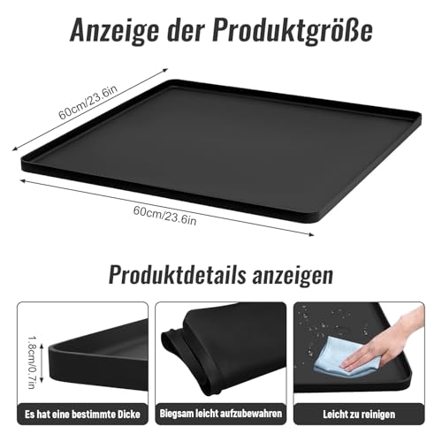 Niuny Kühlschrankmatten Waschmaschinen Unterlage Antivibrationsmatte Silikon 60x60cm Antirutschmatte Gummimatte Waschmaschine Auffangwanne Waschmaschine Mit Erhöhtem Rand Arbeitsplatte Waschmaschine