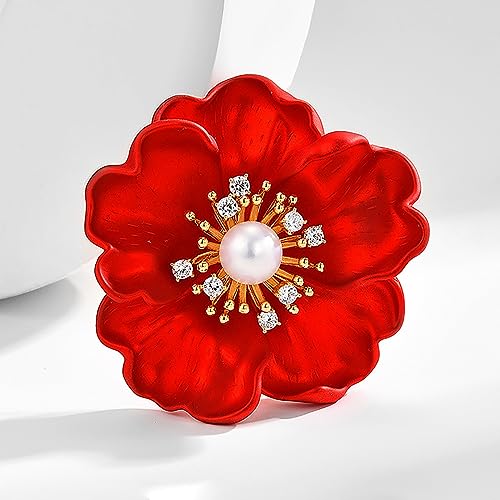Image of Red Rose Flower Brooches and Pins for Women Costume Jewelry Brooch Pins Broches Jewelry for Women Elegant Lady Pin