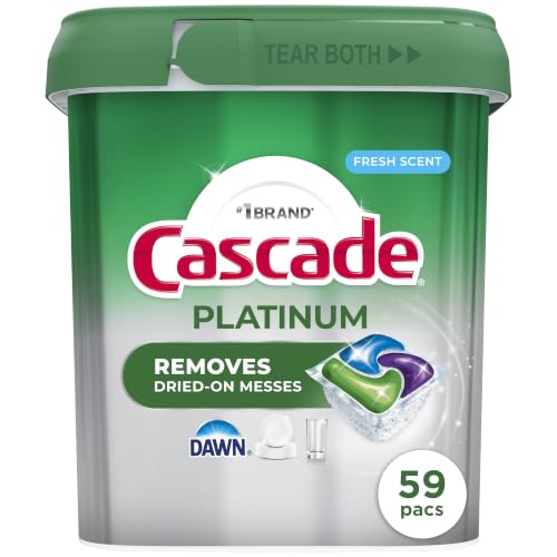 Cascade Platinum Dishwasher Pods, Dishwasher Detergent, Dish Detergent Soap, Fresh, 59 Count