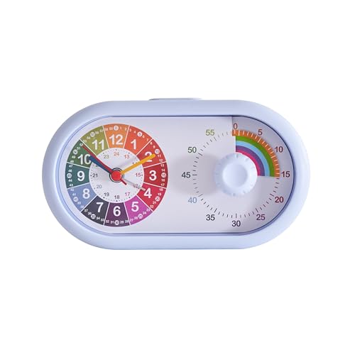 K&L Wall Art Regenbogen Kinderuhr Blau Wecker Kinderzimmer Tischuhr Lernuhr visueller Timer Kinder Tischwecker