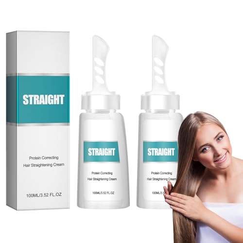 Dyceittdia 2pcs Crema Alisadora De Proteinas, Crema para Alisar el Cabello, Hidratar el Cabello, Alisa el Encrespamiento y las puntas Abiertas, 2pcs*100ml, hair