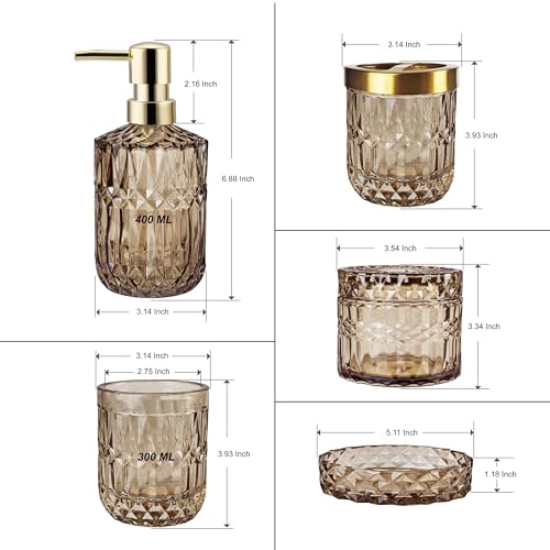 Juego de baño de cristal para eliminar botes de plastico con dosificador elegante 8