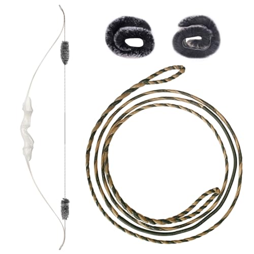 S F 16 Strands Handmade Flemish Bowstring Replacement + 1 Pair Rabbit FurBow String Silencer for Recurve Bow and Traditional Longbow-for 62
