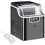 HOMCOM Machine à glaçons, 20 kg en 24h, 24 glaçons en 14-18 min, taille de glaçon réglable, ice maker portable avec fonction autonettoyante, peut charger seau d'eau, pour maison, cuisine, bar, noir