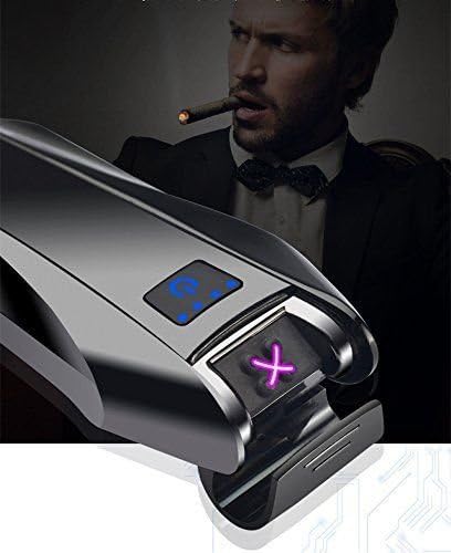 Yangers Cigarette Electric Lighter Dual Arc USB Rechargeable, Cool Electronic Charging Pulse Plasma Windproof Flameless Touch Sensor Control for Smoking Cigarette Candle (Silver)