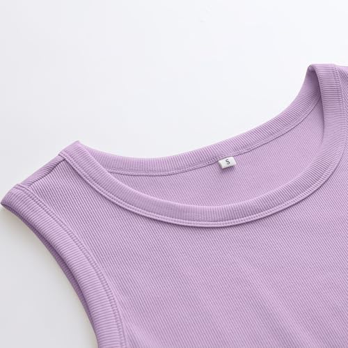 Image of ANRABESS Womens Sleeveless High Neck Tank Tops Fashion Summer Casual Basic Slim Fit Ribbed Racerback Top Shirt Clothes
