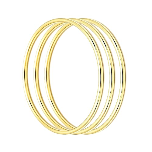 Image of Stainless Steel Cable Wire Cuff Bracelets Charm Bangles 3PCS Gold 2MM Round