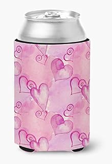 Caroline's Treasures BB7564CC Watercolor Hot Pink Hearts Can or Bottle Hugger, Can Hugger