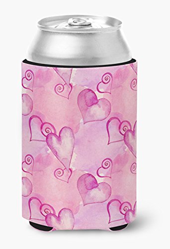 Caroline's Treasures BB7564CC Watercolor Hot Pink Hearts Can or Bottle Hugger, Can Hugger