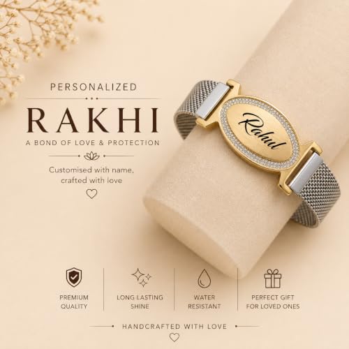 Image of Unisex-Adult Customized Name Rakhi For Brother | Rudraksha Beads, Custom Name Engraving, Adjustable Fit