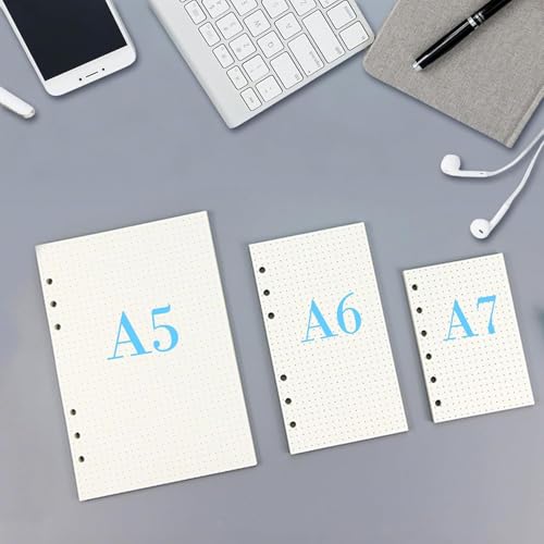 270 Blätter A7 Nachfüllpapier Liniert, BetterJonny Nachfüllbare Refill Paper Nachfülleinlagen 6 Löcher Nachfüllbare Notizpapier A7 Ringbuch Nachfüllbar Papier für Notizbuch Tagbuch Malerei,Punkt