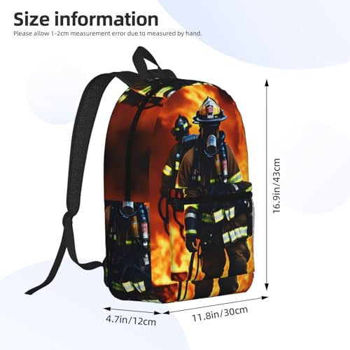 Mochila universitaria EdWal negra con estampado de bombero 4