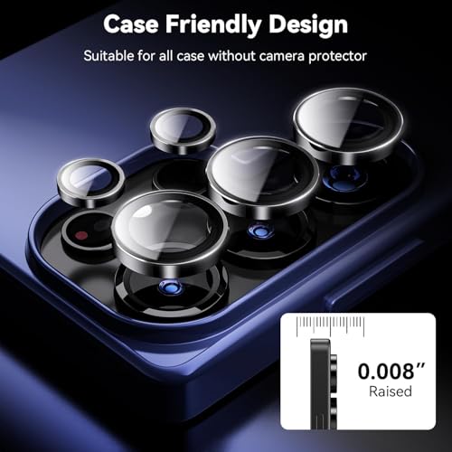 Image of Camera Lens Protector Ring Compatible with Samsung Galaxy S25 Ultra - 9H Tempered Glass, HD Clear, Anti-Scratch, Anti-Drop Metal Camera Guard, Diamond Design Lens Cover Titanium Black